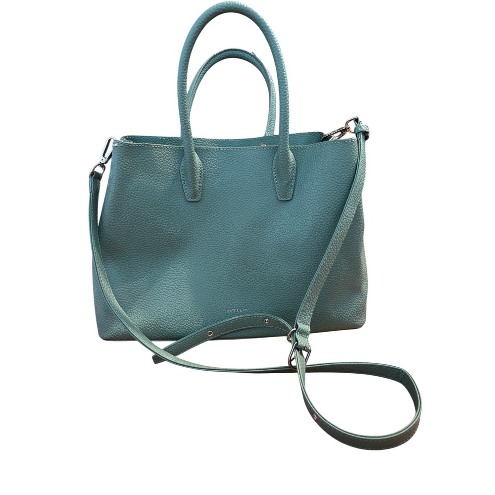 Matt & Nat Vegan Leather Satchel Tote Crossbody Bag Sage Green Pebbled Purse
